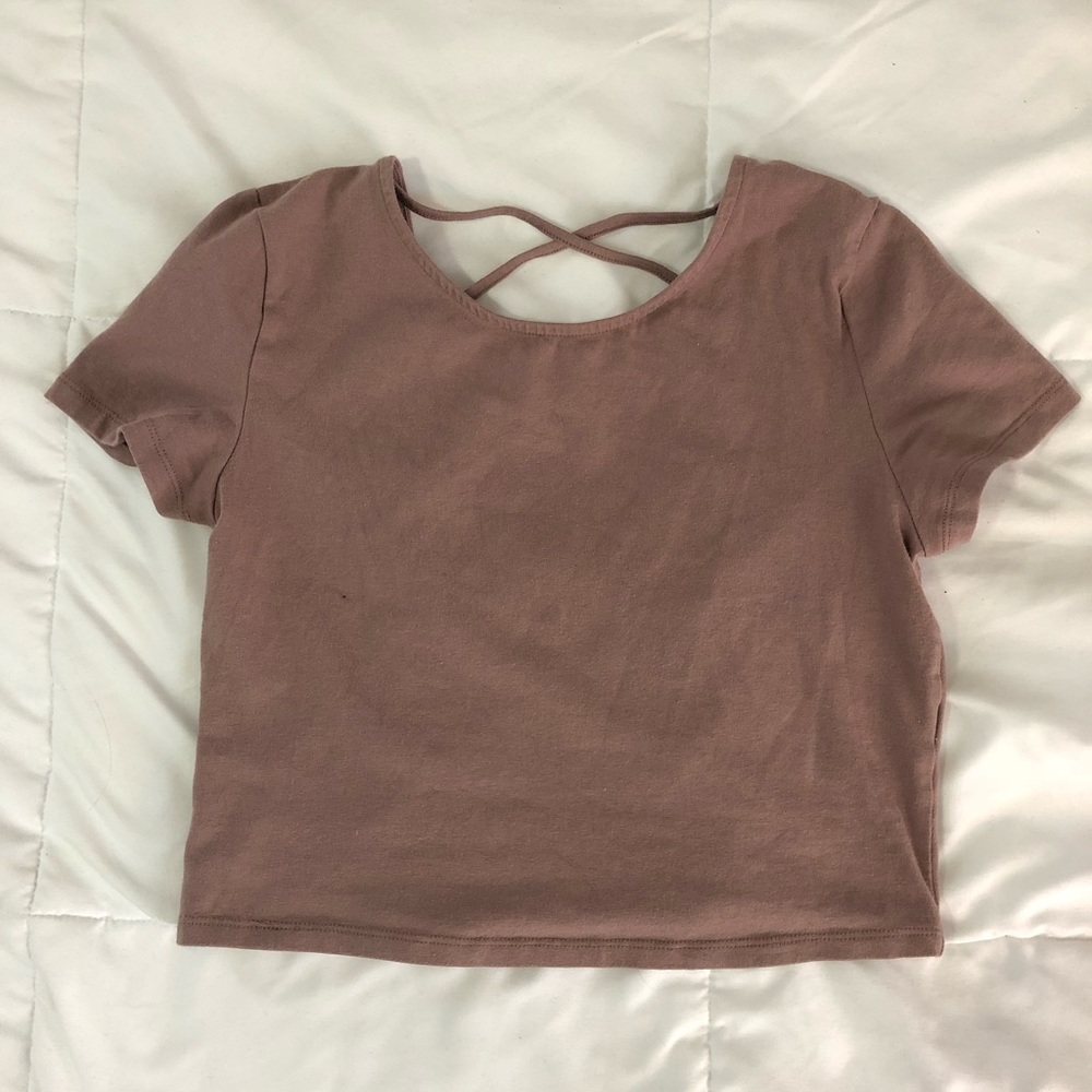 Open back crop top, beautiful dusty rose color!